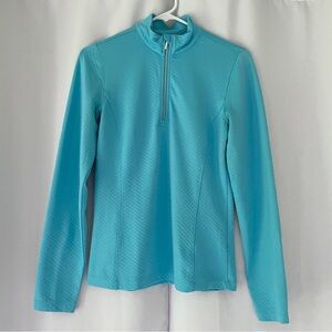 Lady Hagen Turquoise 1/4 Zip Long Sleeve Stretch Knit Pullover Women’s Size XS